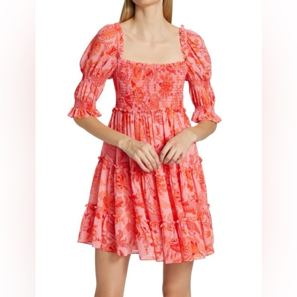 Cinq à Sept Jacky Puff-Sleeve Smocked Mini Dress